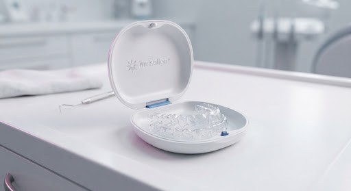 Invisalign clear aligners in a premium case