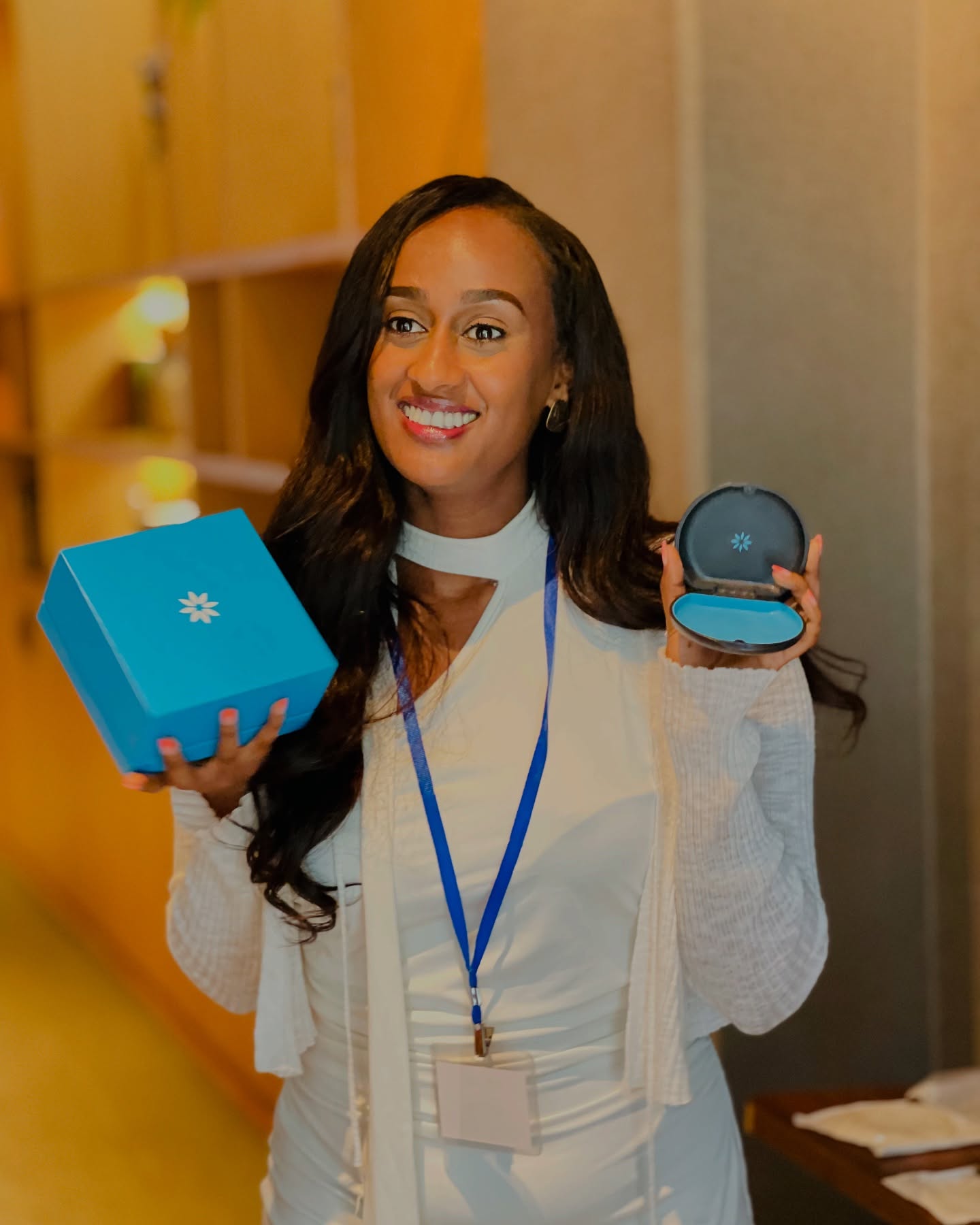 Dr. Eleni Gebregiorgis Gebremedhin with Invisalign® clear aligners at Lucid Speciality Dental Clinic