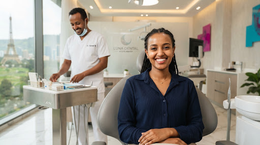 Professional dental cleaning with modern equipment at Lucid